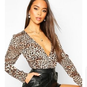 Leopard wrap bodysuit